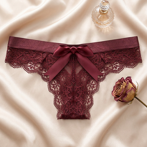 Culottes string élégantes en dentelle pour femmes, transparentes et sexy, respirantes, taille basse, lingerie quotidienne pour femmes - Product Image 4