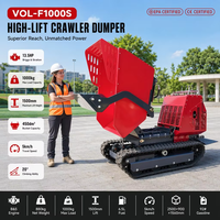 Mini-dumper hydraulique auto-chargeur de 1000 kg pour VOL-F1000S, brouette sur chenilles à levage élevé et travaux de construction sur chantier