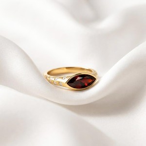 Elegant Natural <b>Garnet</b> Marquise Cut Gemstone <b>Ring</b> for Women Featuring Red Crystal Stone Handmade Jewelry with 18K Gold Filled - Product Image 5