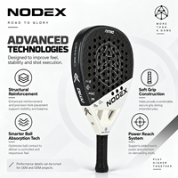Raquettes de padel NODEX 2026 originales en fibre de carbone 12K thermoformée noire, luxe discret, forme goutte d'eau, faible MOQ