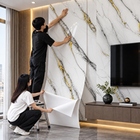 Revêtement mural auto-adhésif en marbre veiné or blanc 1,2x3m 2,3mm IXPE pour projets de rénovation d'appartements
