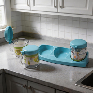 Spice <b>Jar</b> Set 3 Compartment Transparent With Flip Lid And Spoon <b>For</b> <b>Kitchen</b> <b>Storage</b> - Product Image 3