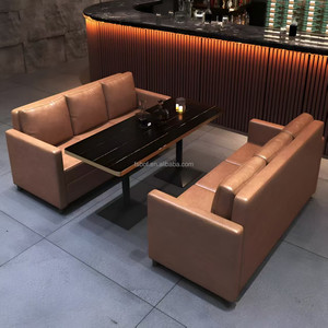 Conjunto de Asientos Modernos de Cuero PU con Mesa de Mármol Negro para Bar, Restaurante, Salón, Cafetería, Uso Comercial - Product Image 4