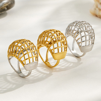 Leichter Luxus Trendiger Vielseitiger Pendler- & Party-Stil Edelstahl 18K Vergoldeter Strukturierter Kürbis-Offener Ring für Damen