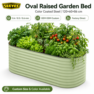 Jardinera Elevada Ovalada de Metal Galvanizado SEEYES de 34 Pulgadas de Alto, para Cultivo de Vegetales en Exteriores, para Raíces, Fabricante OEM ODM - Product Image 1