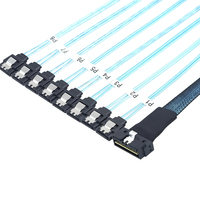 Câble de dérivation SlimSAS 8i SFF-8654 vers 8 SATA, câble de sortie ventilateur 8x SATA pour serveur, avec connecteur à verrouillage pour RAID HDD SSD
