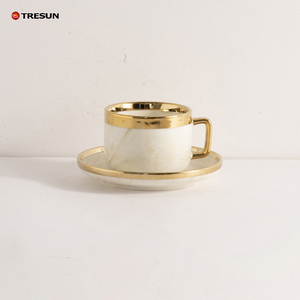 2025 скандинавский китайский поставщик, мраморный дизайн, золотая отделка, роскошная керамическая фарфоровая посуда, набор посуды для ресторана - Product Image 2