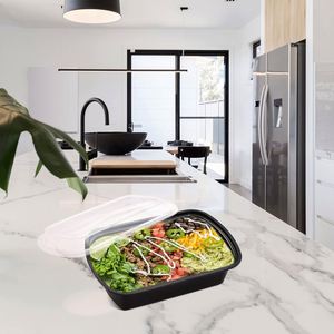 500ml 650ml 750ml 950ml 1000ml Rectangle Detachable Disposable Clear Microwavable PP Plastic Lunch Box Food <b>Containers</b> with Lid - Product Image 3