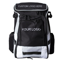Nouveau sac à dos de sport personnalisé en polyester pour softball et baseball, sac de voyage avec 2 manchons élastiques en néoprène pour bâtons