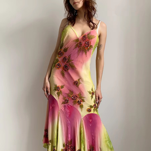 Elegante fuera del hombro Lentejuelas Irregular Vestido Mujer Moda Impreso Slim Fit Vestido largo Verano Sexy Sin mangas Vestido de fiesta hueco - Product Image 1