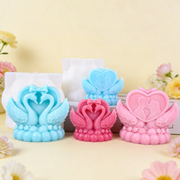 Moule en silicone pour bougie en cire de soja et cire d'abeille, motif cygne couple, pour décoration de gâteau, dessert ovale, grande taille, réutilisable, pour pâtisserie DIY