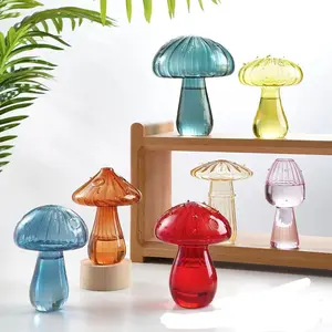 Desita Custom Made Home Decoration Wedding Decoration Mini Colored Delicate Mushroom Shape glass vase Home Desktop Decoration