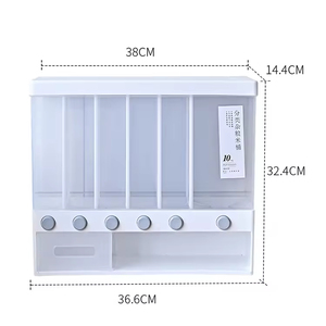Dispensador de Cereales de 6 Compartimentos Tipo Prensa, Montable en Pared o Encimera, Caja de Almacenamiento de Granos para Arroz <span class=keywords><strong>y</strong></span> Alimentos Secos - Product Image 4