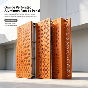 Panneau de façade en aluminium orange, mur-rideau en métal perforé, revêtement extérieur décoratif, utilisation pour projets personnalisés - Product Image 4