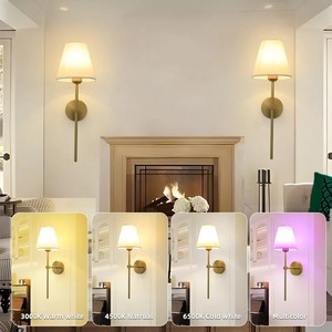 Lampe murale moderne à LED, lumière d'ambiance pour chambre à coucher, hôtel, couloir, abat-jour en tissu coloré - Product Image 1