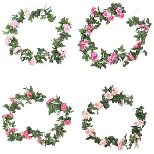 Guirlande de roses artificielles Kang Kang 100cm 200cm, fleurs en soie pour décoration de mariage et de maison - Product Image 1