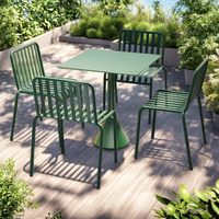 Ensemble table et chaises carrées compactes en fer forgé pour jardin/balcon/cour, idéal pour salon de thé/café - Design extérieur trois pièces résistant au vent