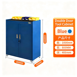 Armoire à outils robuste pour garage, armoire de rangement en acier à double porte avec serrure, étagères réglables pour atelier, mécanicien - Product Image 2