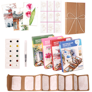 Livre <span class=keywords><strong>de</strong></span> peinture à l'<span class=keywords><strong>aquarelle</strong></span> en accordéon pour adultes-Journal <span class=keywords><strong>de</strong></span> coloriage et d'esquisse bricolage avec scènes florales et naturelles vibrantes et construction - Product Image 1