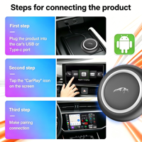PlayAiBox Boîtier AI sans fil CarPlay Système Android 15 8 Go + 128 Go Qualcomm 6350 pour YouTube Netflix Prise en charge de l'écran partagé et du mirroring