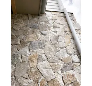 SHIHUI Wholesale Price Buff Quartzite Dry Stack Stone Veneer Natural Exterior Stone Wall Cladding Outdoor Stone For Walls