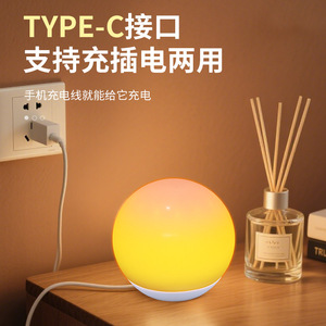 รีโมทคอนโทรลโกลบไนท์ไลท์ประเภทซีชาร์จไฟ LED หลากสีแบบหรี่แสงได้โคมไฟนอนหลับในห้องนอนตกแต่งบ้าน - Product Image 1