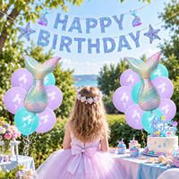 Ensemble de ballons sirène personnalisés, décorations de fête sur le thème de l'océan, ballons en feuille d'aluminium en forme de queue de sirène, ballons en latex pour fille