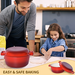 Poê<span class=keywords><strong>le</strong></span> à cocotte en fonte émaillée rouge-<span class=keywords><strong>Boulanger</strong></span> et rôtissoire à pain rond 2 en 1 - Product Image 6