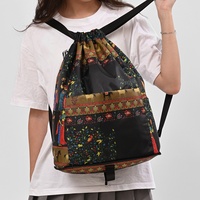Sac à dos pliable tendance avec impression intégrale, imperméable, pour la gym, les voyages, et les activités de plein air, sac à cordon décontracté