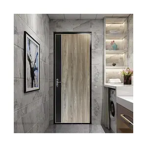 Porta De mada en aluminium plaqué, Design De luxe, pour porte intérieure De salle, en bois, Design simple