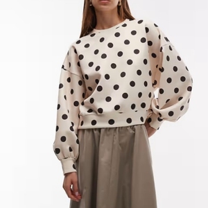 Dames Met Stippen Bedrukt Oversized Sweatshirt Met Ballonmouwen - Product Image 1