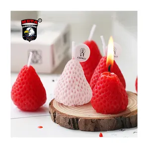 Velas de aniversário para meninas, decoração original de aniversário em forma de morango, velas de aniversário Lilin ulang tahun, atacado