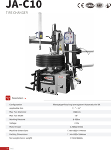 Équipement d'atelier économique : Démonte-pneus et équilibreuse de roues pour réparation de pneus, alimentation 220V, modèle JA-C10 - Product Image 5