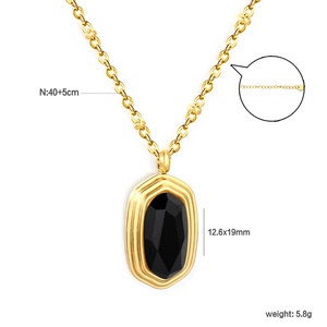 Collar de Moda de Acero Inoxidable con Baño de Oro PVD de 18K, Cadena de Cuentas Impermeable, Colgante de Cruz con Gema para Mujer - Product Image 2
