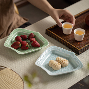 Assiette à fruits carrée en céramique, style zen, en porcelaine, pour servir thé, en-cas, mariage - Product Image 3
