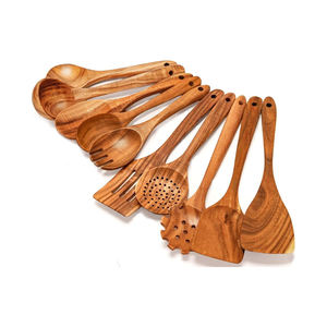 Offre Spéciale : Ensemble de 9 Ustensiles de Cuisine Antiadhésifs en Bois d'Acacia et Teck – Cuillères et Spatules de Haute Qualité – Stock Disponible - Product Image 1