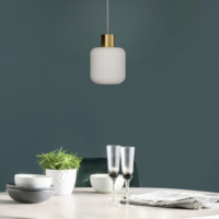 Décor à la maison nordique moderne led suspension nervuré verre opale abat-jour or support de lampe pour salle à manger cuisine chambre