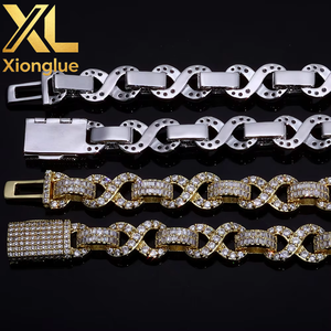 Wholesale High Quality Fashion <b>Statement</b> <b>Jewelry</b> 18k Gold Brass Hop 8-shaped Chain Bracelet Tennis Zircon Bracelet for Women - Product Image 4
