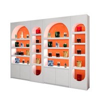 Vitrine de présentation pour salon de beauté, salon de coiffure, cosmétiques, chaussures, sacs, éclairage LED, finition vernie rectangulaire, personnalisable
