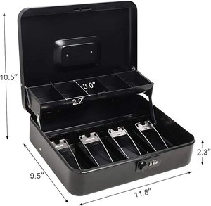 Cash <b>Box</b> with Money Tray and Combination <b>Lock</b> <b>Lock</b>-Durable Metal Cash <b>Box</b> with Money Tray Saving <b>Box</b> Money Metal Money <b>Box</b> - Product Image 3