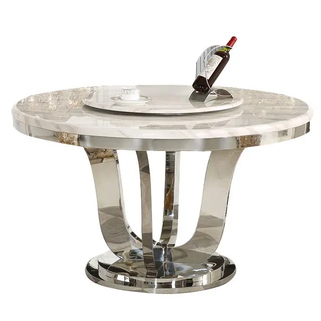 Mesa de jantar redonda de mármore onyx barato com centro rotativo