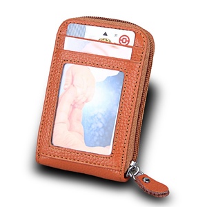 New Arrival Genuine Lichee Leather Business <b>Card</b> <b>Holder</b> and Casual Women's Wallet PU and Cow Leather Wholesale - Product Image 5