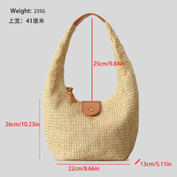Sac fourre-tout d'été en paille tressée à la main, style bohème, personnalisable, en raphia, grand sac à bandoulière en paille de papier pour femme