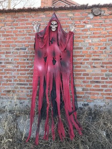 DAMAI Halloween Scary Ghost Skeleton Props Big Animated Hanging Ghost Decoration for Outdoor Yard Bar Party Ornament Red - Product Image 3