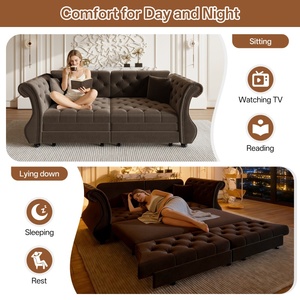 Canapé-lit Chesterfield classique de 83,8 pouces en velours, <span class=keywords><strong>convertible</strong></span> avec capitonnage floral, design intemporel, canapé-lit durable - Product Image 6