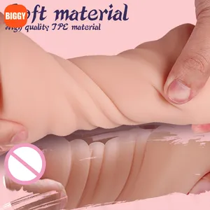 2 in 1 Vagina Analseite Sexpuppe Natur fett strukturiert 3D Masturbator Puppe Realistische Tasche Seitenpuppe Sexpuppe für Männer