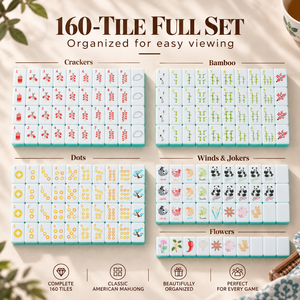 Juego de Mahjong Americano Chinoiserie de 160 Fichas, Diseño de Bambú, Peces Koi y Panda, Fichas de Mahjong Acrílicas de 2 Capas para Noche de Damas - Product Image 2