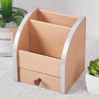 Porte-stylo de rangement de bureau en bois multifonctionnel personnalisé armoire de rangement de bureau pour fichiers télécommandée à la mode