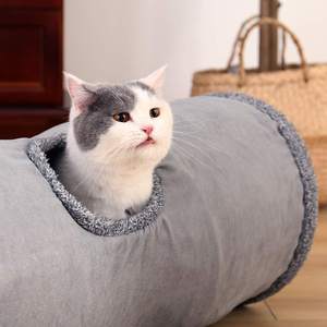 Tunnel de jeu pliable pour <span class=keywords><strong>chat</strong></span> en faux daim, doux et moelleux, avec trou de surveillance et boule suspendue – Vente chaude - Product Image 4