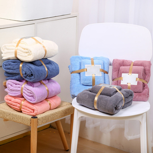 Wholesale High Quality Super Soft Coral Fleece Microfiber Bath <strong>Towels</strong> Sets for Bathroom - Product Image 1